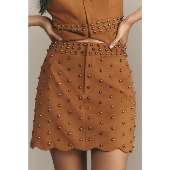 Anthropologie Dresses & Skirts - NWT Anthropologie Mare Mare Faux Suede Rivet Trim Studded Mini Skirt Small
